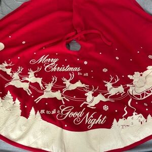 Unique 48” Diameter Christmas Tree Skirt with Santa and Reindeer